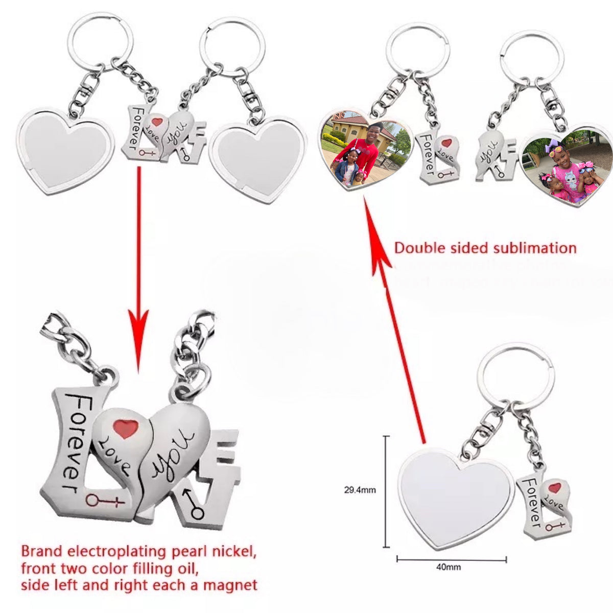 NOLITOY 20 Pcs Sublimation Key Ring Sublimation Key Chains Acrylic Blank  Keychain Valentines Day Keychains Sublimation Love Keychain Heart Keychain