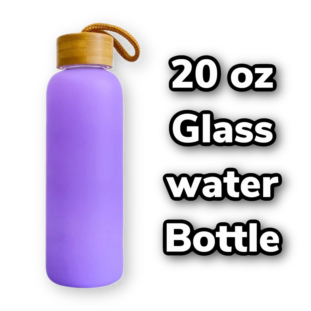 Premium 20 oz White Glass Water Bottle with Bamboo Lid-Matt's