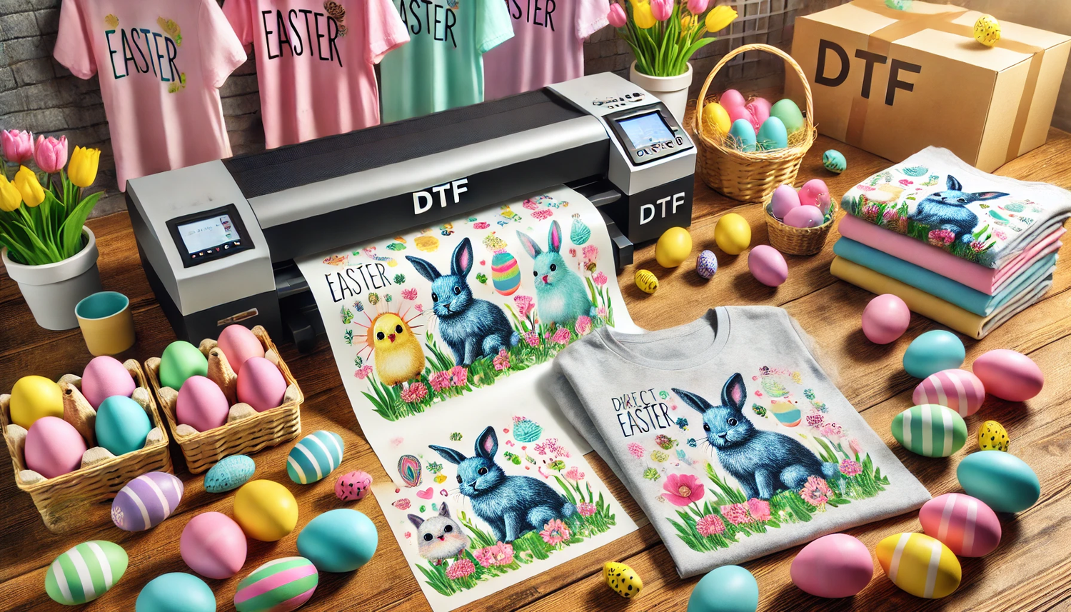 Easter DTF ready to press