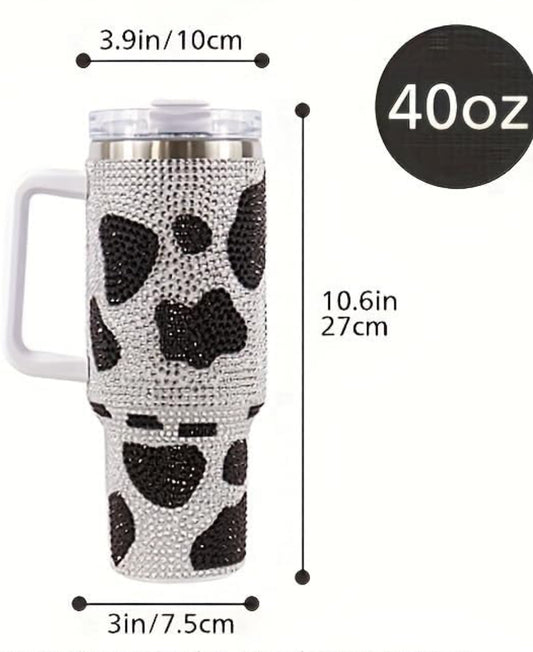 40oz BLING COW PRINT