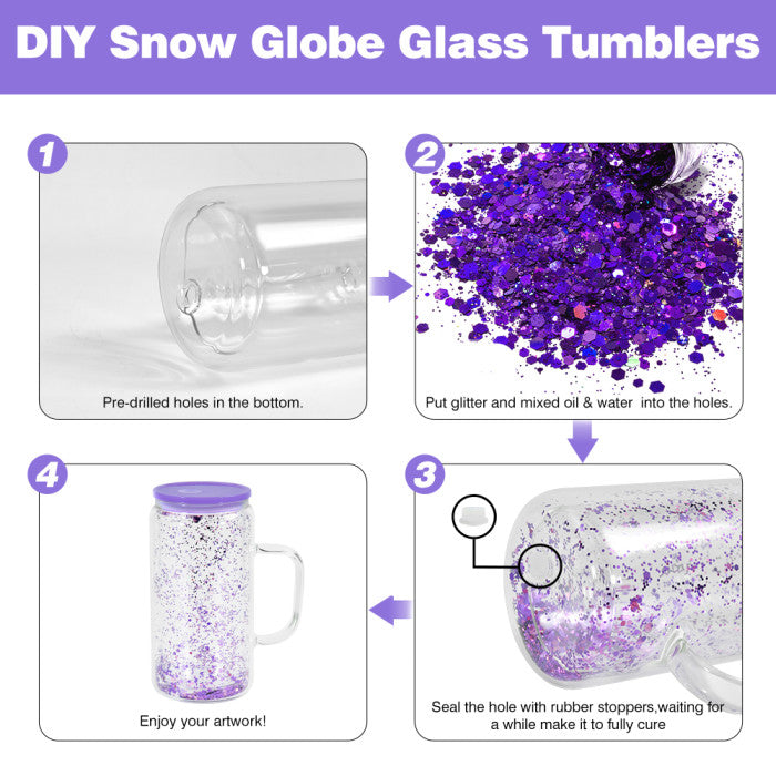 16 oz NOT FOR Sublimation PLASTIC Libby snow globe with plug AND HANDLE