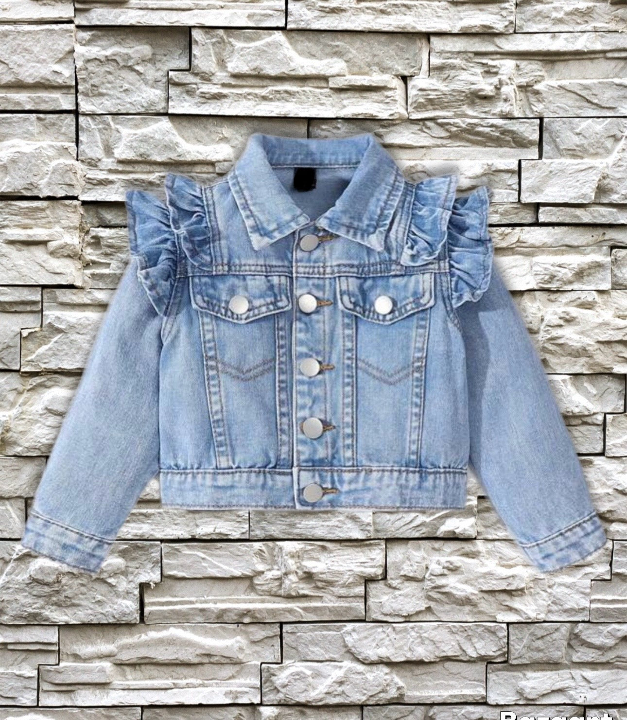 Toddler long sleeve ruffle denim jacket