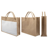 Sublimation Brown and White Jute Tote Bag 15x12.5