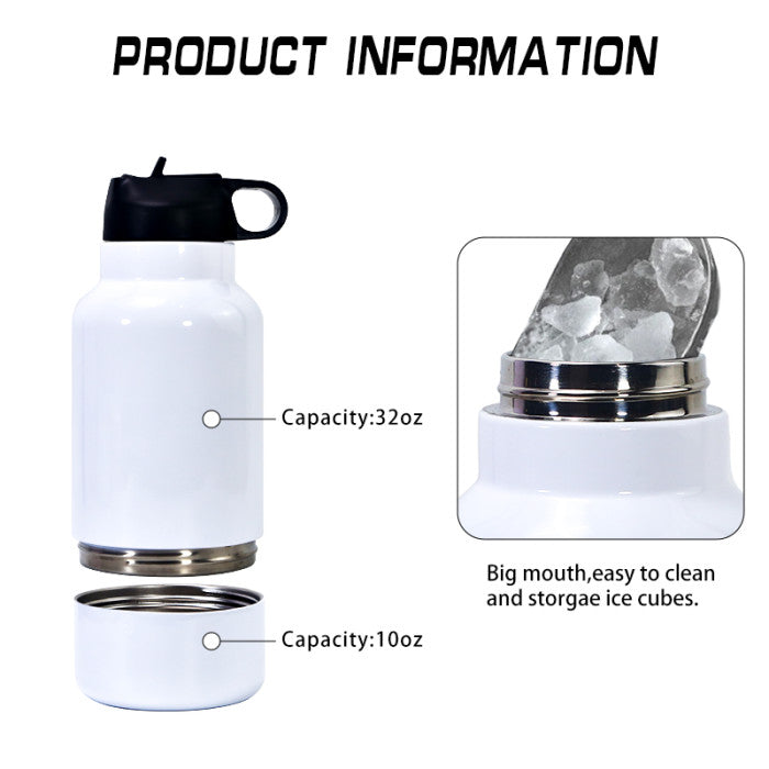 32 sublimation water bottle with snack screw on snack bowl