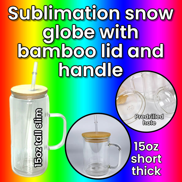 CLEAR Sublimation  SNOW GLOBE DUAL WALL W/HANDLE