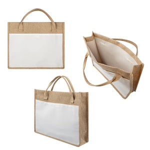 Sublimation Brown and White Jute Tote Bag 15x12.5