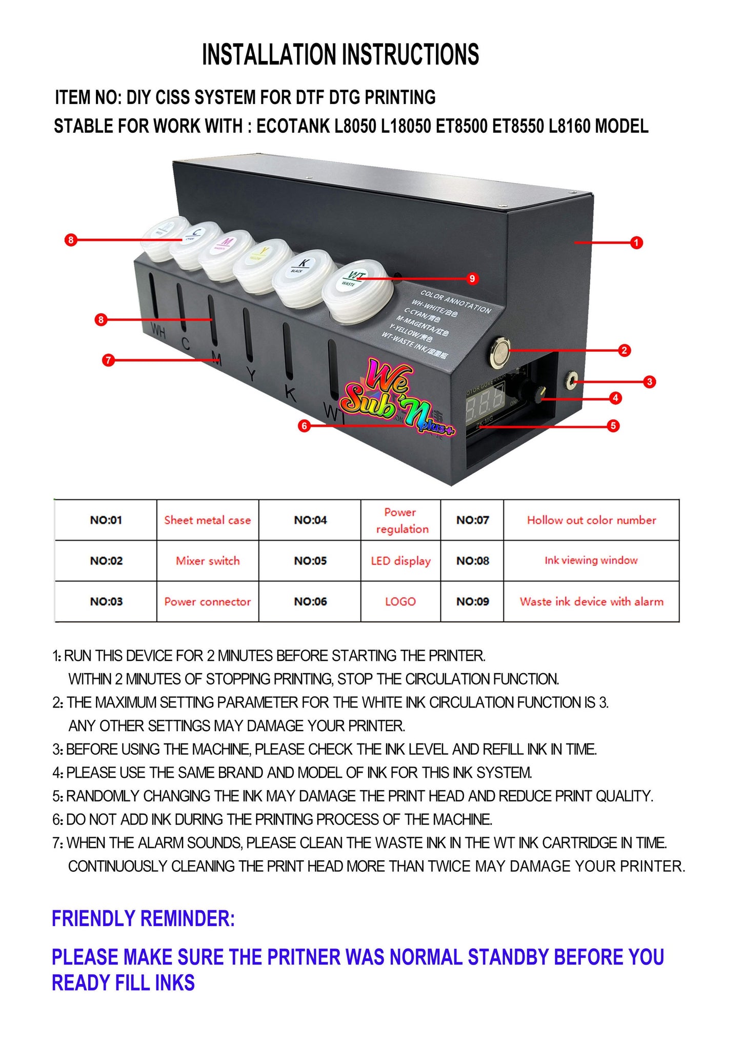 DTF CISS FOR ET8160 ET8500 ET8550 L8050 L18050 L8058 L18058