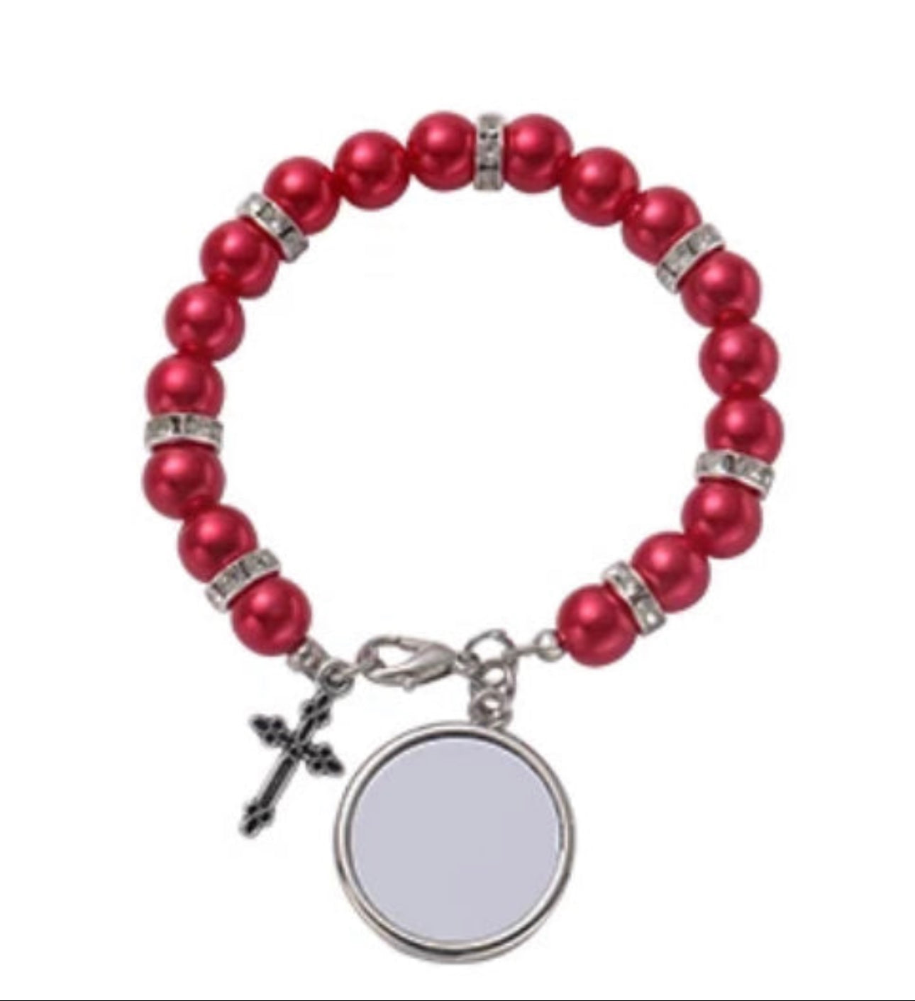 Sublimation Faux Pearl Rosary Bracelet (1 Blank) multiple variants