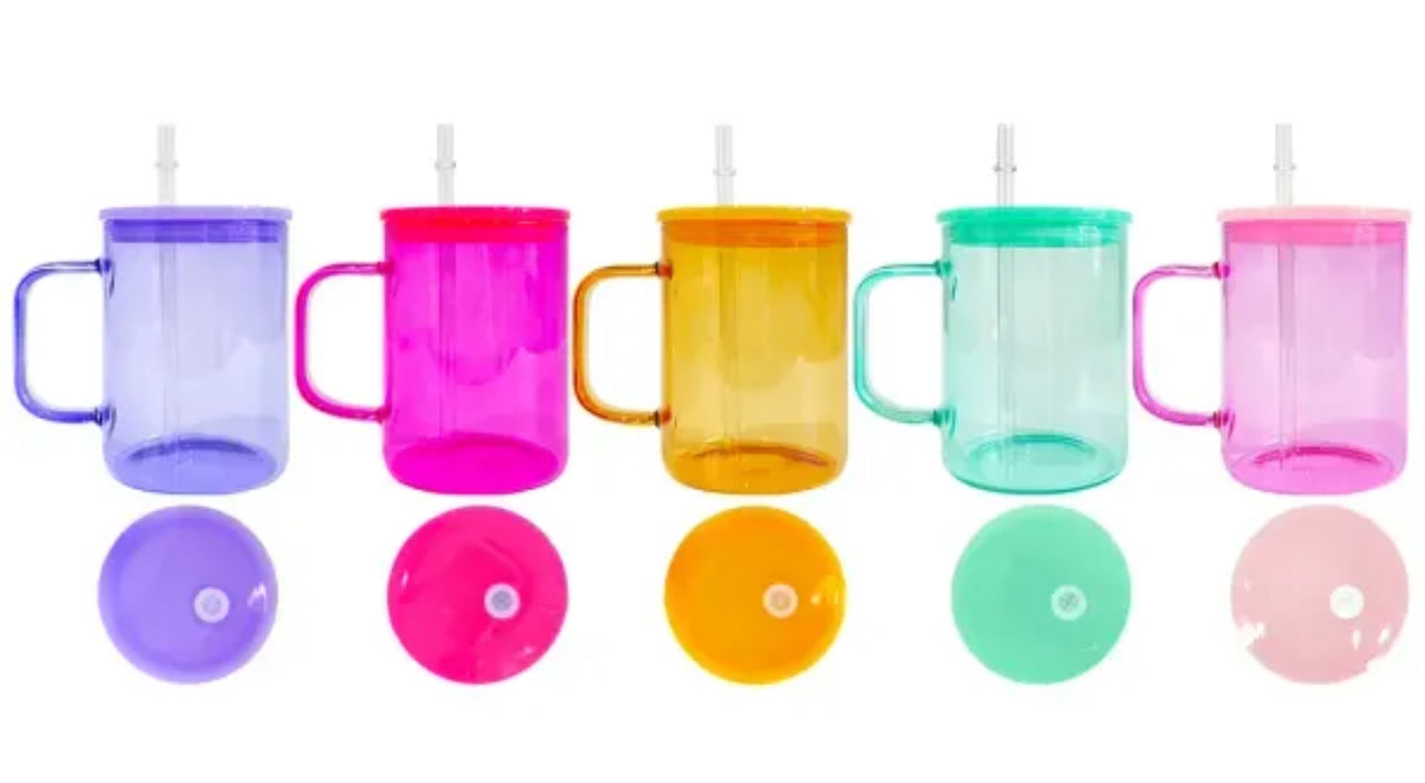 17 oz jelly Sublimation glass mug with  lid