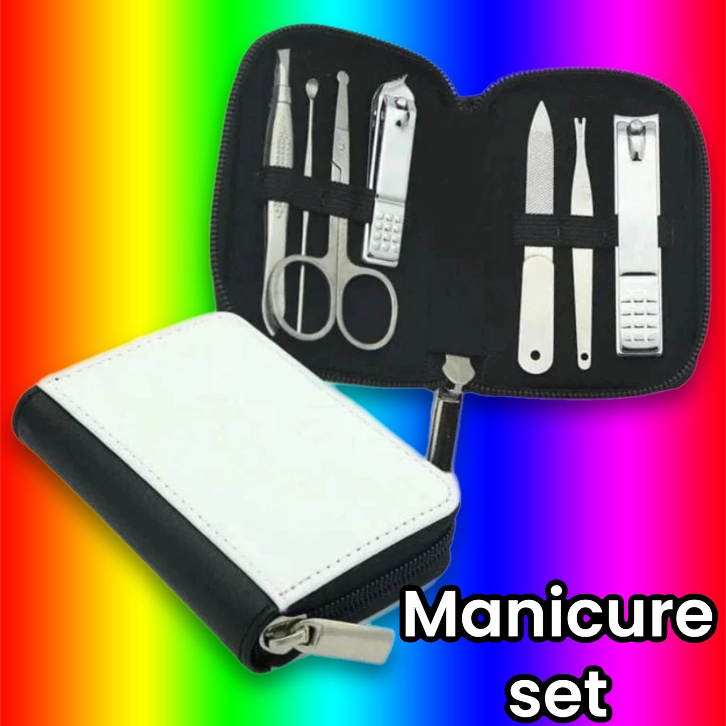 Sublimation 8 piece faux leather manicure set