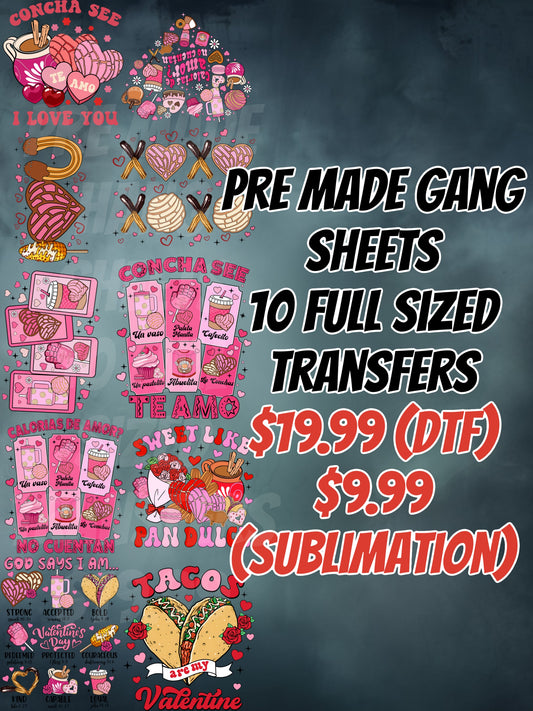 Sublimation Valentine Day pre-made gang sheet #2 (Espanol)