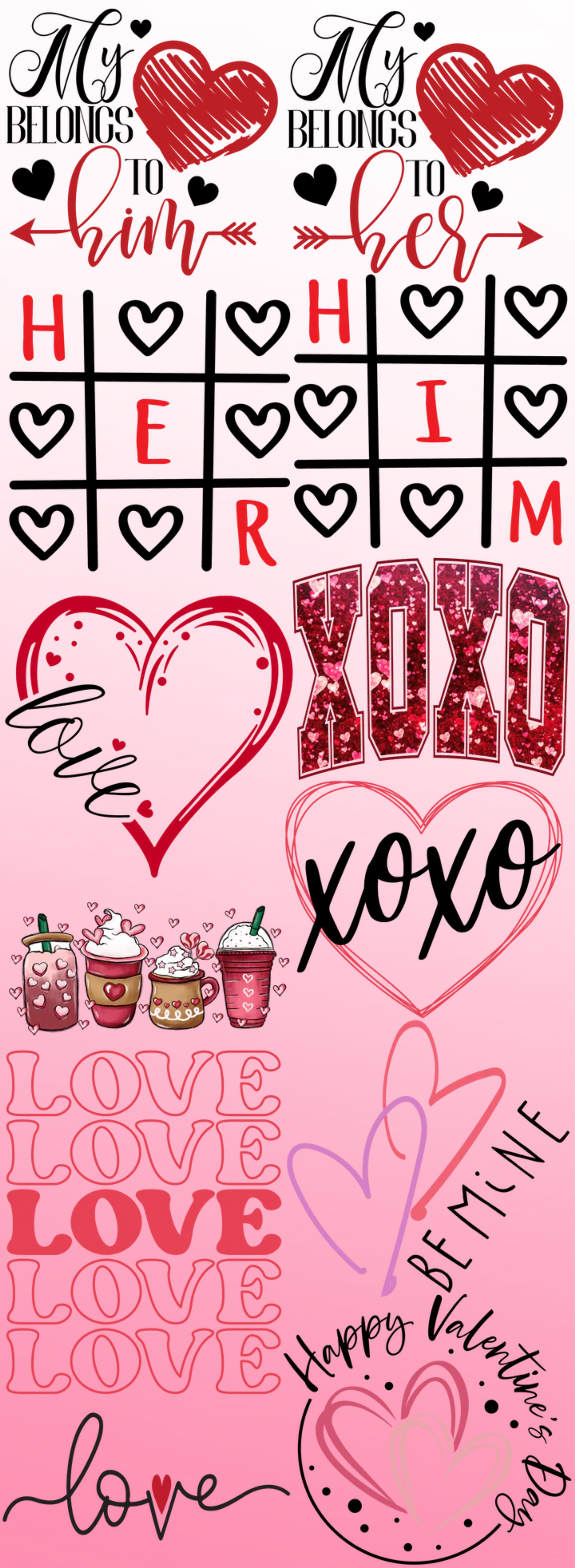 Sublimation Valentine Day pre-made gang sheet #3