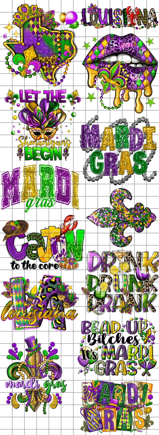 Sublimation Mardi Gras pre-made gang sheet #1