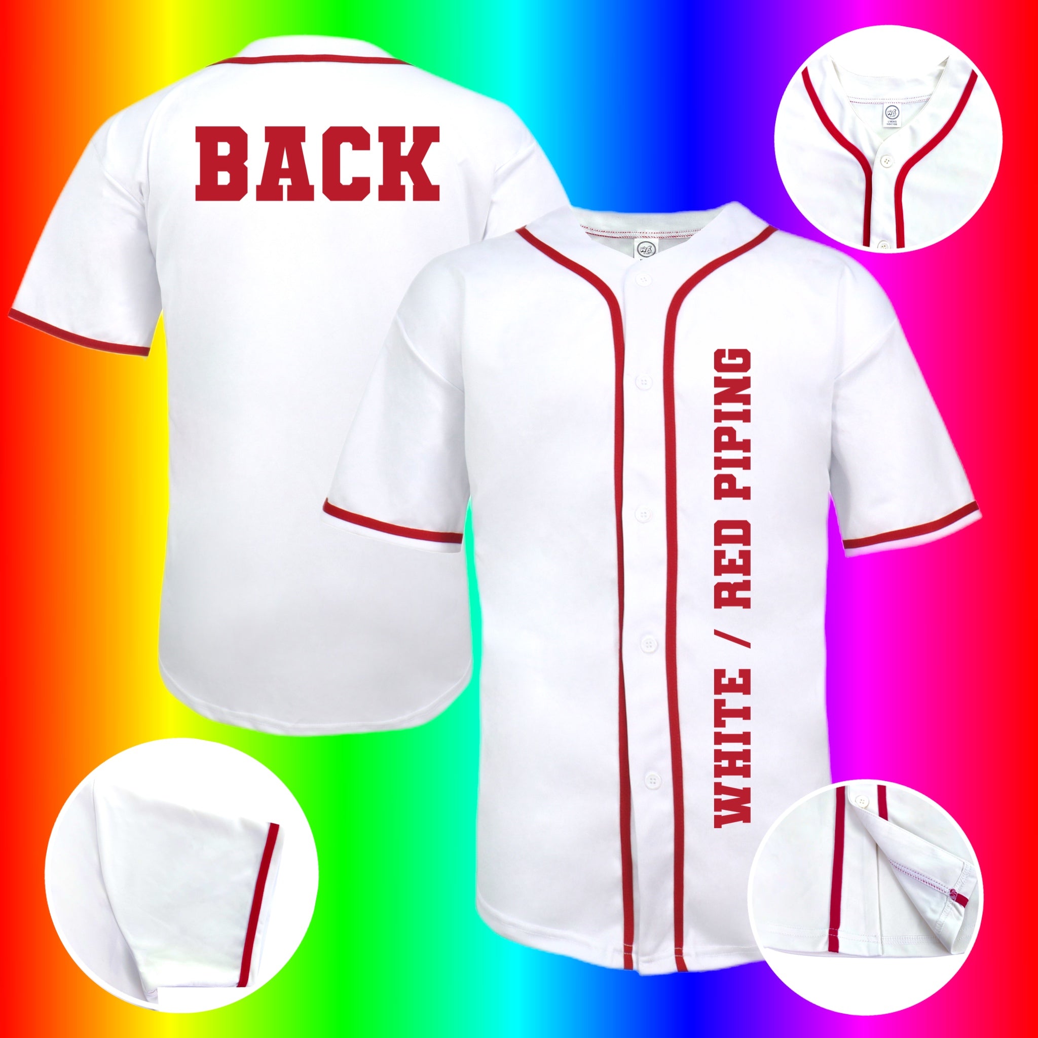 BASEBALL SUBLIMATION Blank Jersey Button 100 % Polyester, UNISEX  Sublimation
