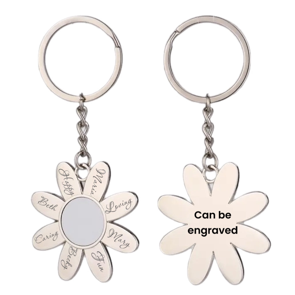 Sublimation blank sunflower keychain metal can be engraved also