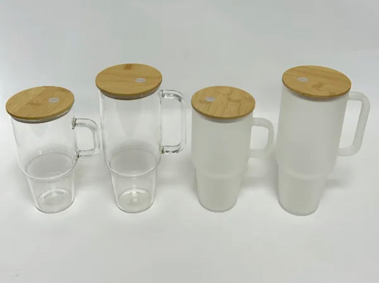 Sublimation bamboo lid glass Tumbler with Handle