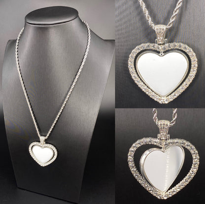 Sublimation Rotating Heart Bling Zirconia Pendant (2 photos)