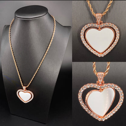 Sublimation Rotating Heart Bling Zirconia Pendant (2 photos)