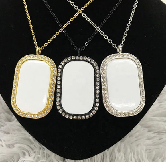 Free shipping 10pcs Double Sided Perfume Bottle Shape Necklaces Gold color Sublimation  Necklace Blanks for Heat Press
