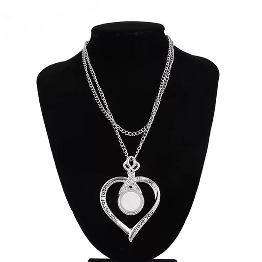 Sublimation Button Snap Heart Necklace