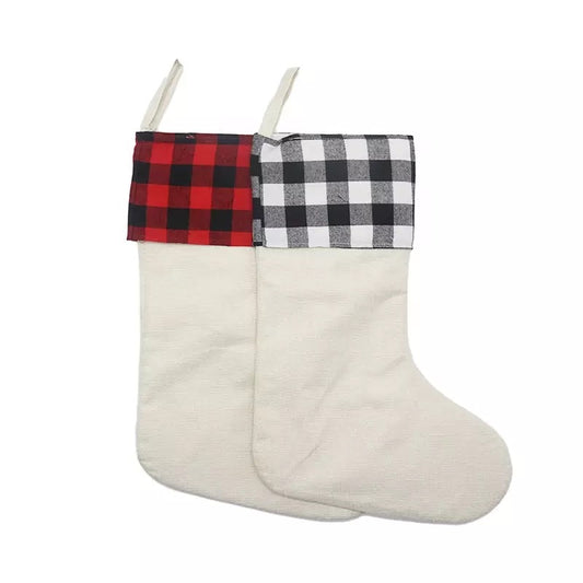 Sublimation Blank (5)Buffalo Plaid Christmas Stocking