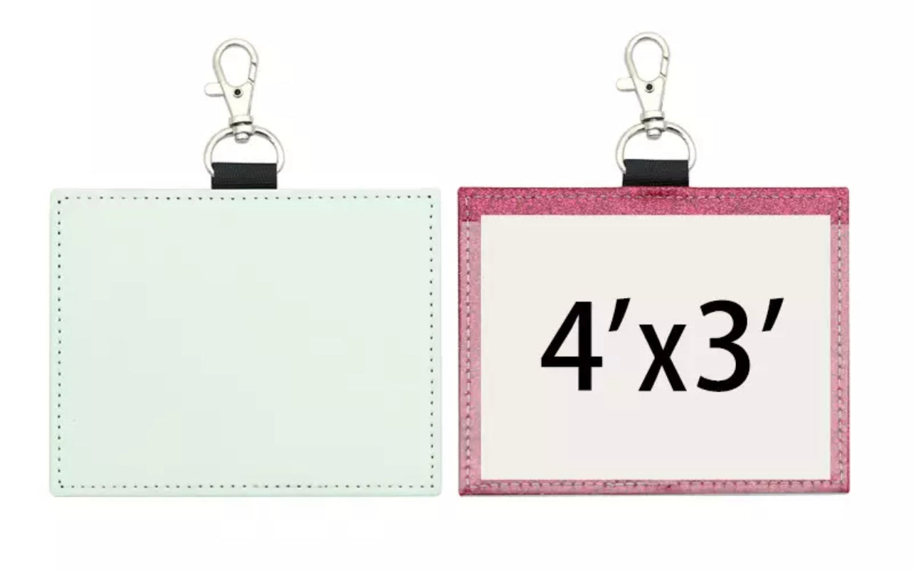 Sublimation  Card holder Protector 4x3, Leather Clear Sleeve Hall pass/ ID TAG /