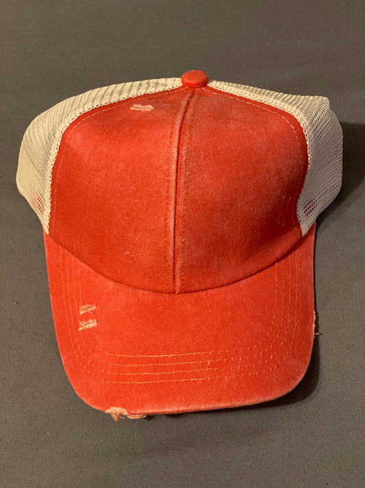 Distressed Ponytail baseball cap (WITH FREE PATCH)