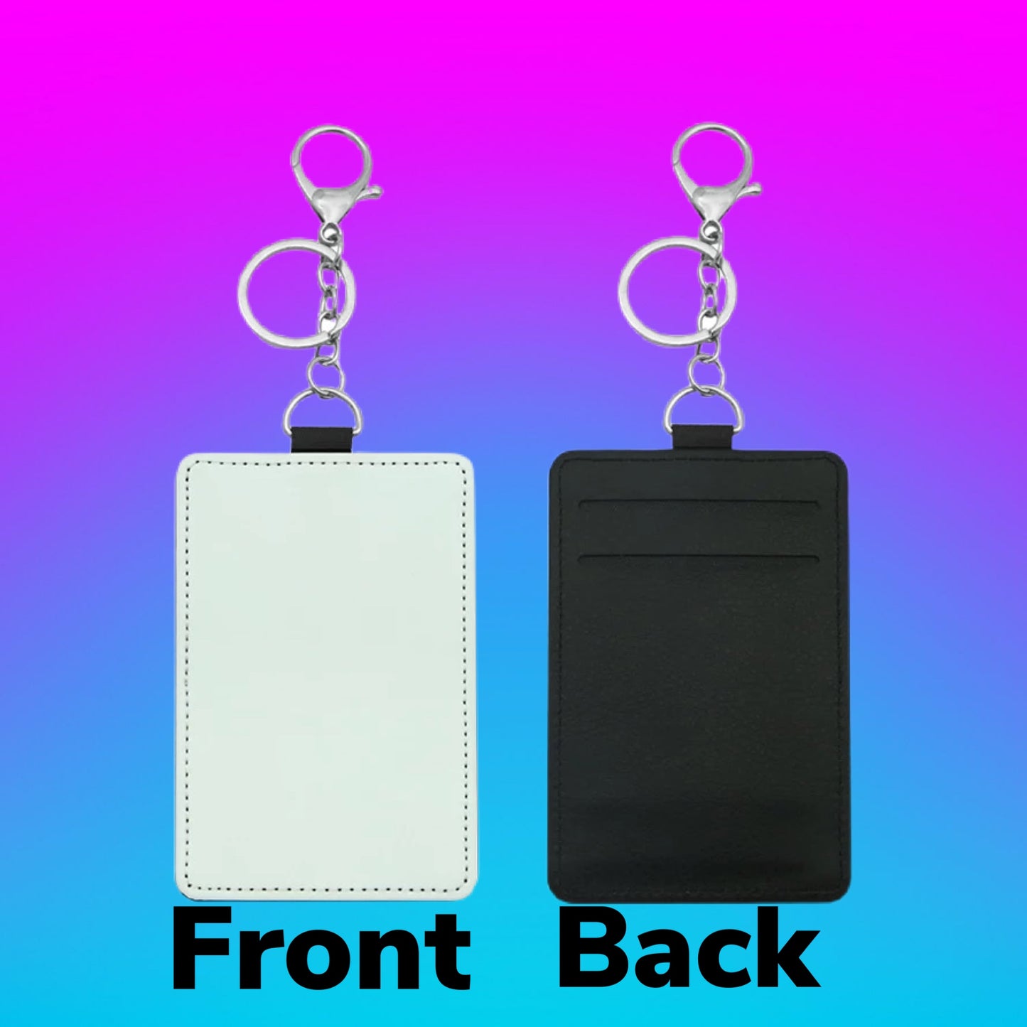 Sublimation Faux LEATHER card holder / badge holder keychain