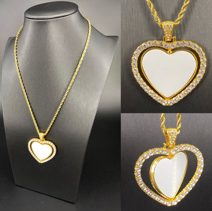 Sublimation Rotating Heart Bling Zirconia Pendant (2 photos)