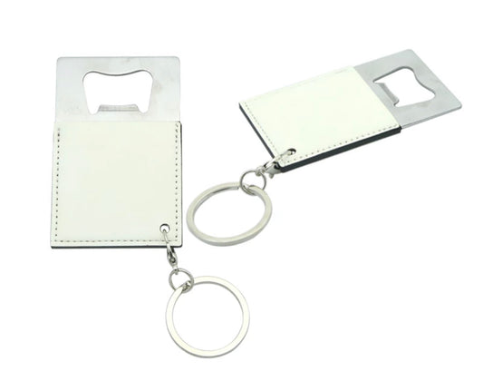 Sublimation RECTANGLE DOUBLE  SIDED Pu leather keychain Bottle Opener