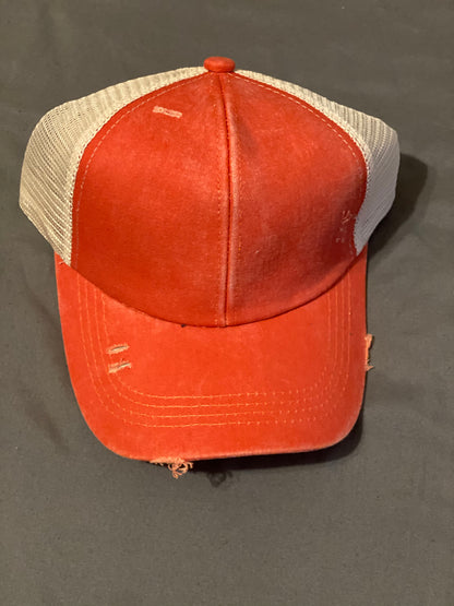 Distressed Ponytail baseball cap (WITH FREE PATCH)