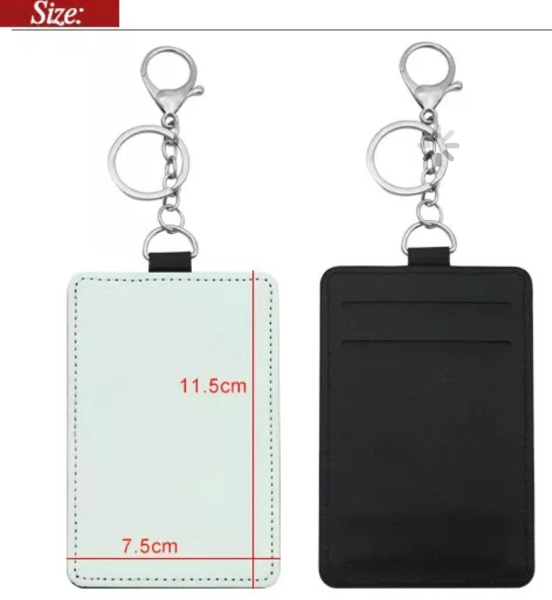 Sublimation Faux LEATHER card holder / badge holder keychain