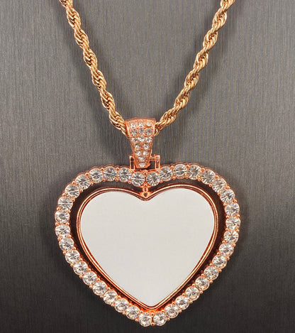 Sublimation Rotating Heart Bling Zirconia Pendant (2 photos)