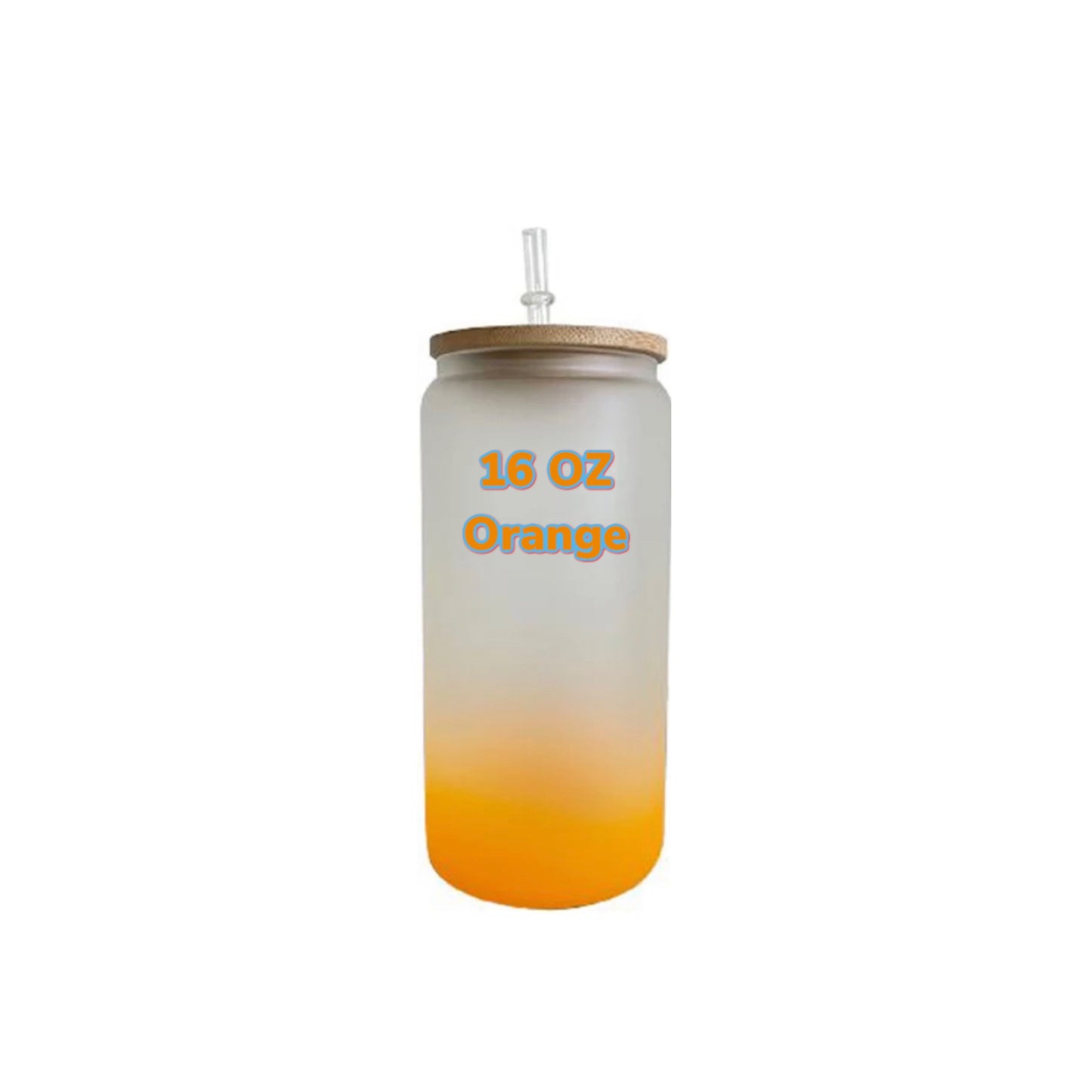 COLORFUL ombré Sublimation frosted soda  glass jar w/ bamboo lid