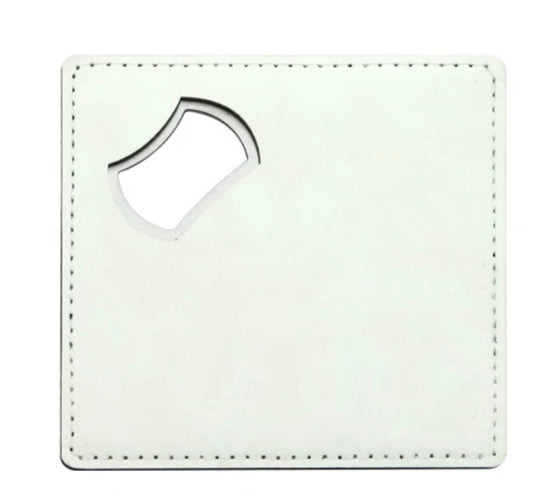 Sublimation pu Square COASTER Leather Bottle Opener