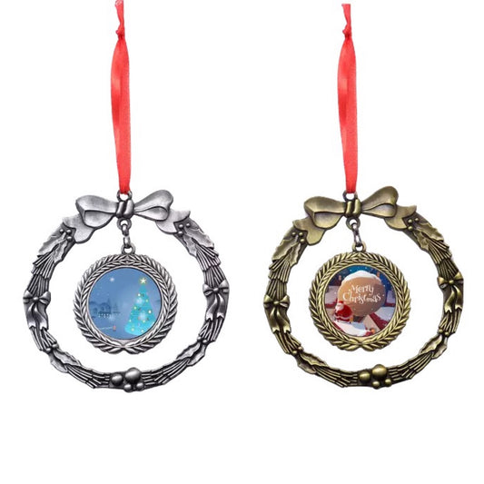 Sublimation 3” wreath Christmas Ornaments (SILVER)