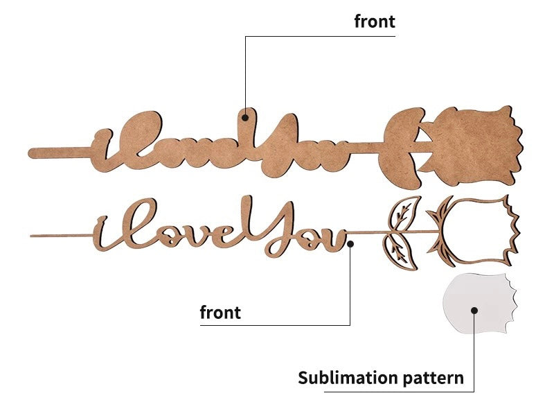 Sublimation WOOD Lower case i love you