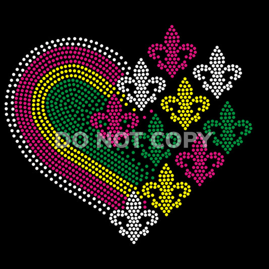 RHINESTONE Mardi Gras fleur di lis & hearts #77