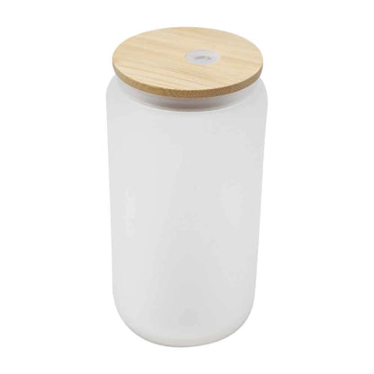 16 oz Sublimation libby soda  glass jar w/ bamboo lid