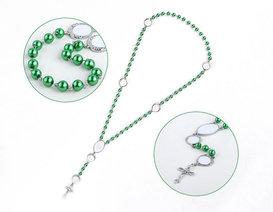 GREEN HEART SUBLIMATION ROSARY (7 blanks)