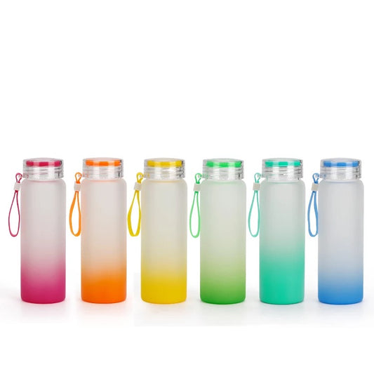 Sublimation ombré frosted glass water bottle (500ml)