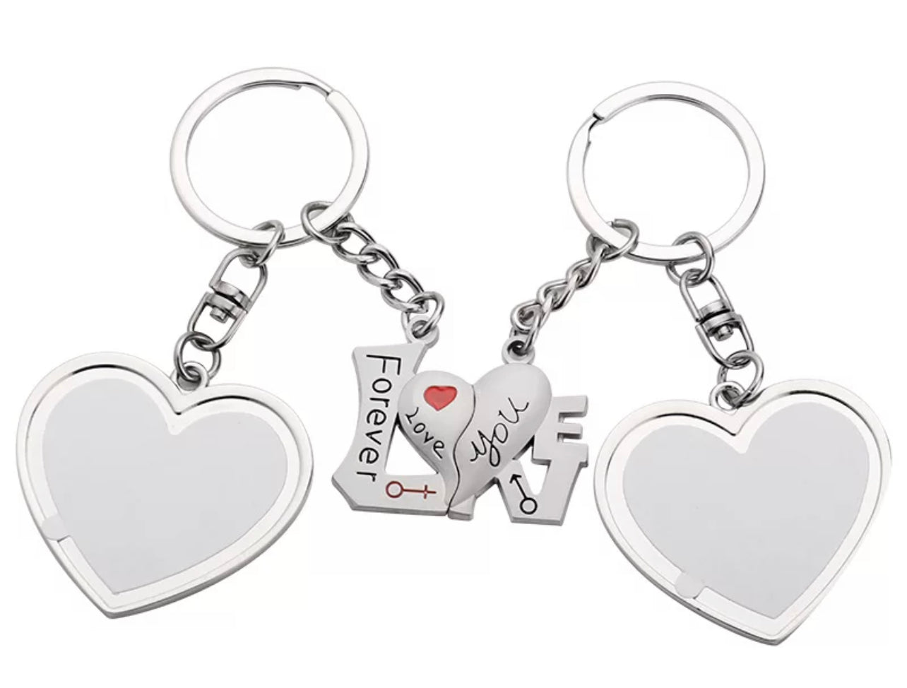 Jiyugala Key Chains Sublimation Blank DIY Couple Pendant Lipstick Lips Heart Shaped Sublimation Print Metal Valentine's Day Keychain Valentine's Day