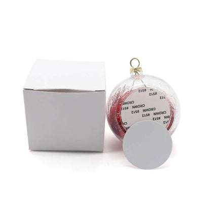 Sublimation transparent Christmas 3” Ornament with tinsels (Blank)8cm