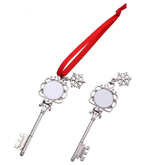 Sublimation Metal Christmas SNOW FLAKE SANTA KEY Ornament