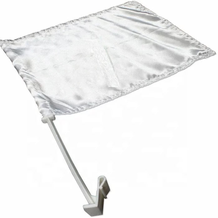 16" x 10 1/2" White Sublimation Car Flag with Pole