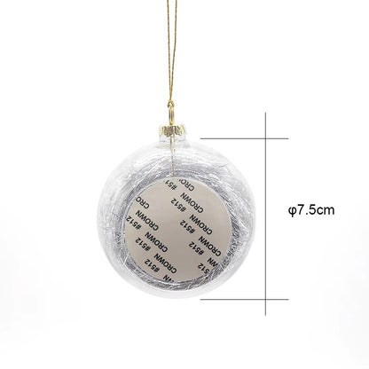 Sublimation transparent Christmas 3” Ornament with tinsels (Blank)8cm