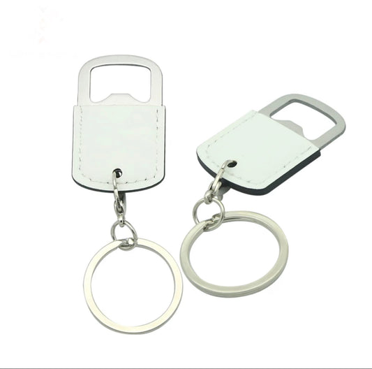 Sublimation Pu leather keychain Bottle Opener(round edge)