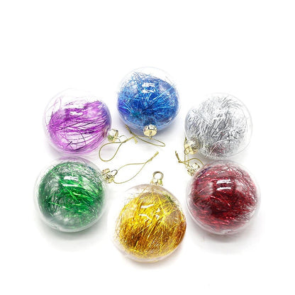 Sublimation transparent Christmas 3” Ornament with tinsels (Blank)8cm