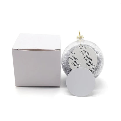 Sublimation transparent Christmas 3” Ornament with tinsels (Blank)8cm