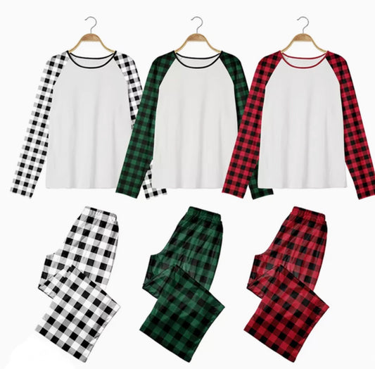 ADULT Sublimation Buffalo plaid Pajamas